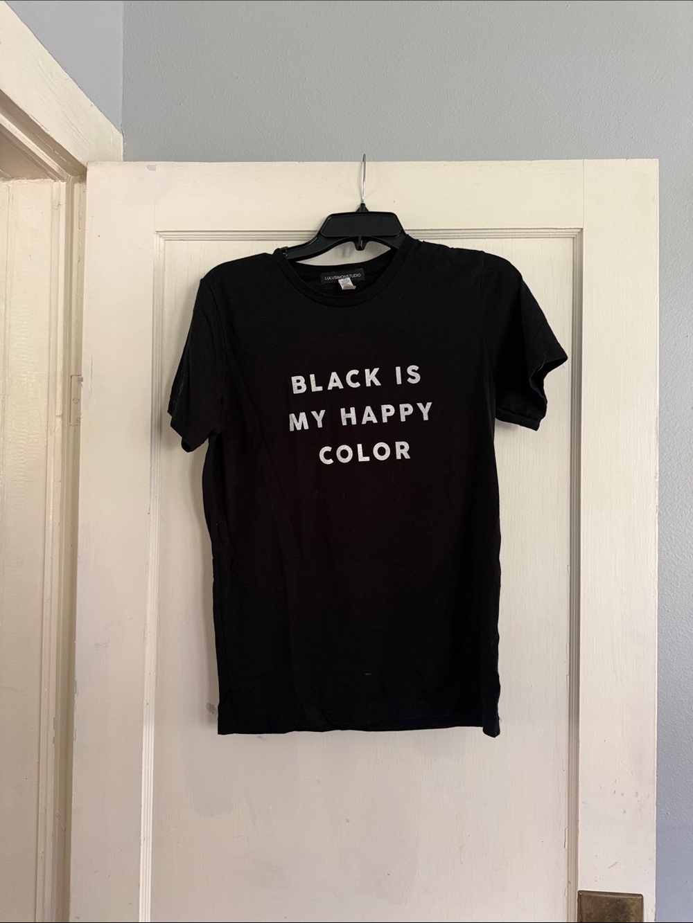 Vici Black Short Sleeve Tee with White Slogan